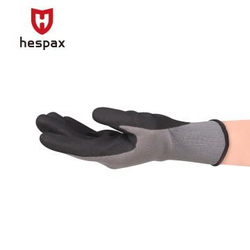 Hespax Comfort Nitrile Sandy Dipped Grey Work Gloves